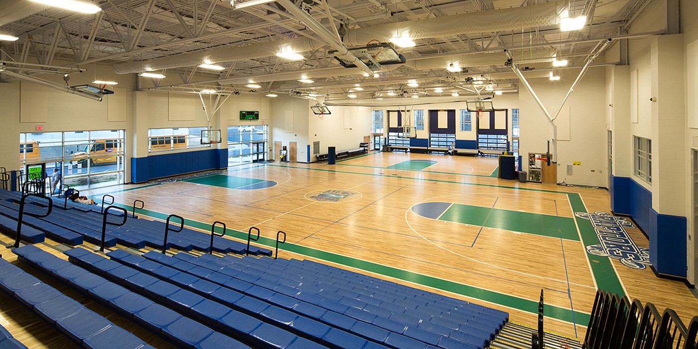 Inside gymnasium at Mountain Island Charter