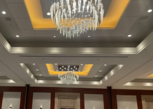 Inside hotel chandelier